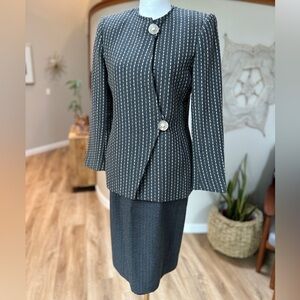 Vintage Herbert Grossman Grey Pinstriped Skirt Suit